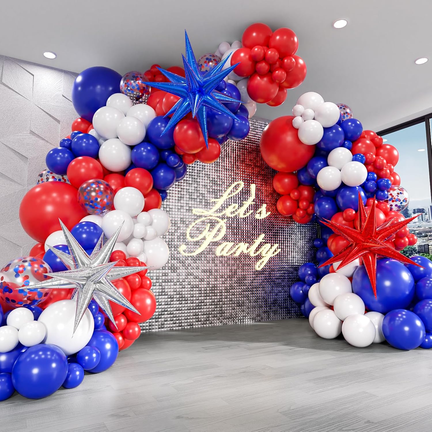 Wedding Supply Kit - 129pcs Red White and Blue Balloon