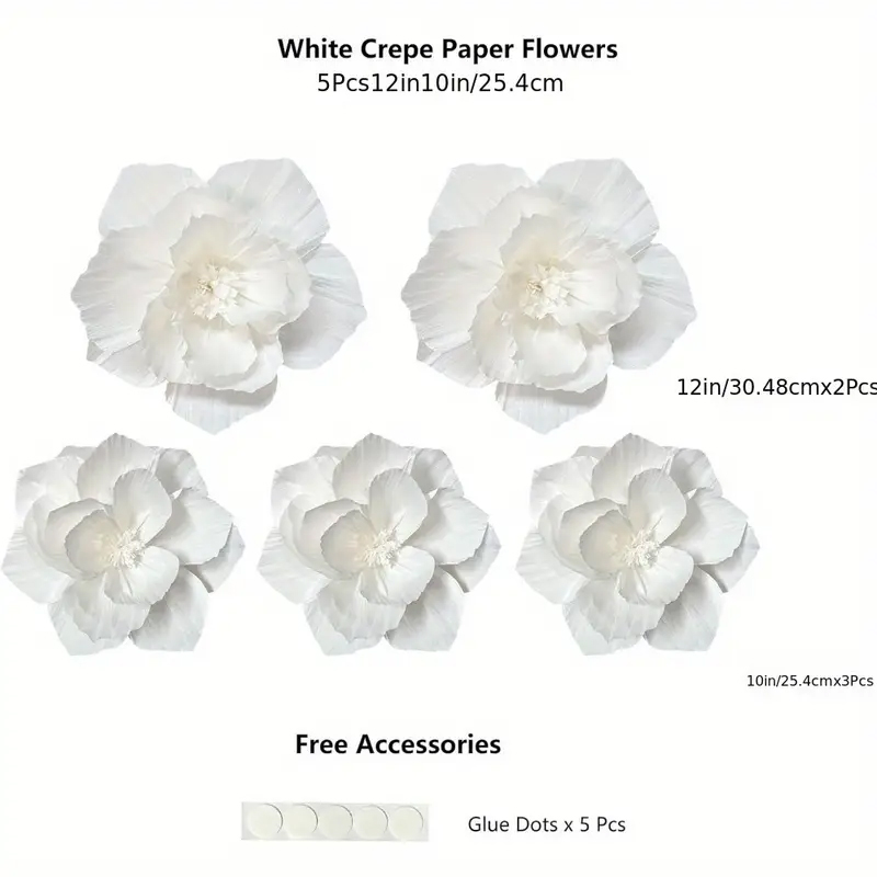 5 Packs of White Paper Flowers - Wedding Power Supply 评论和价格