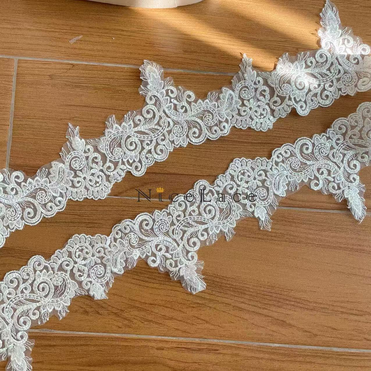 1 yard ivory Embroidery Lace E - Wedding Water Supply 评论和价格