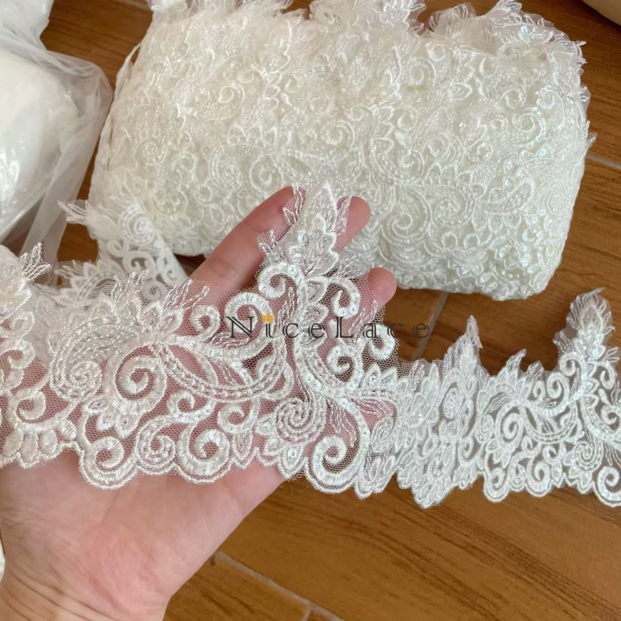 1 yard ivory Embroidery Lace E - Wedding Water Supply 评论和价格