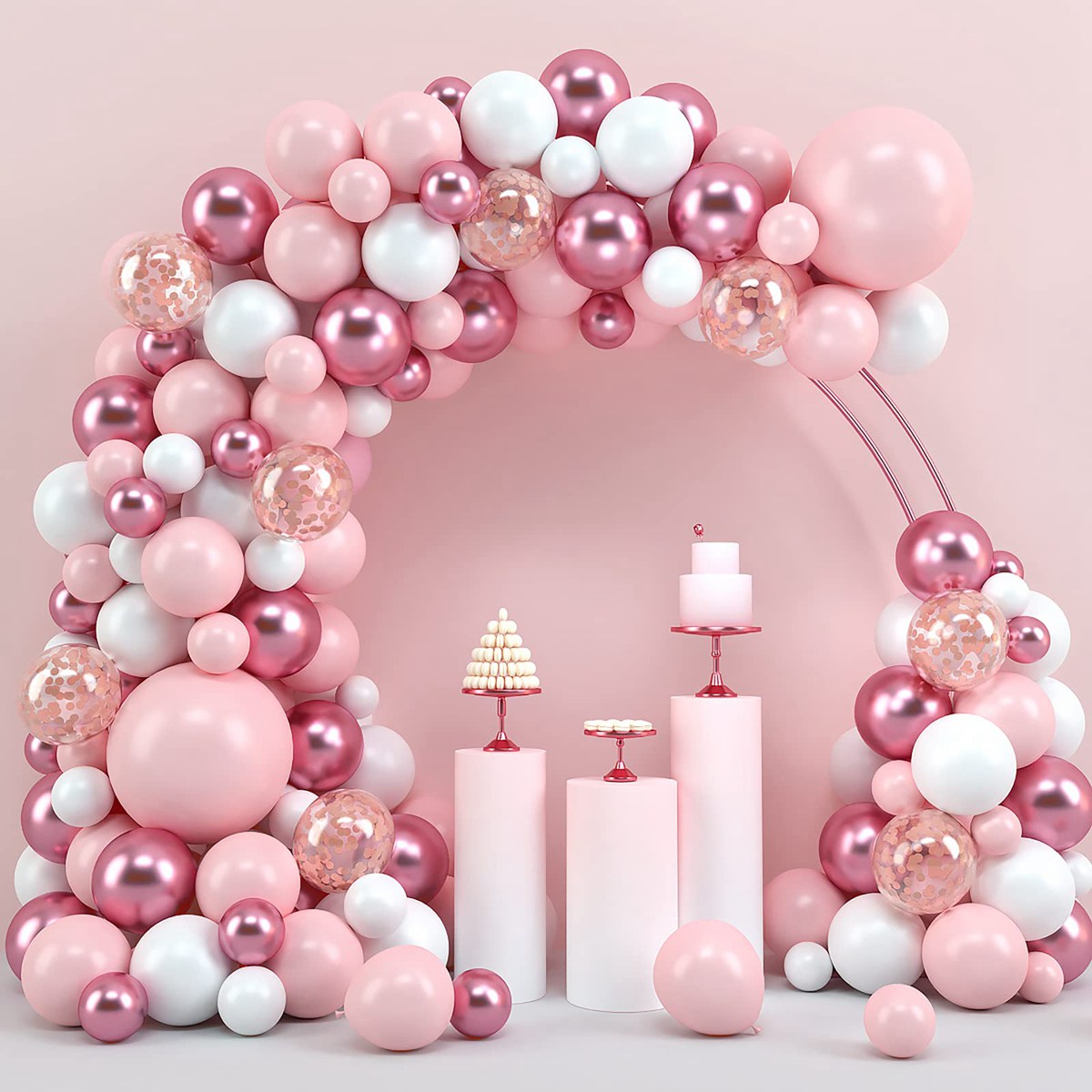 Pink Macaron Balloons Garland  - Wedding Supply Kit 评论和价格