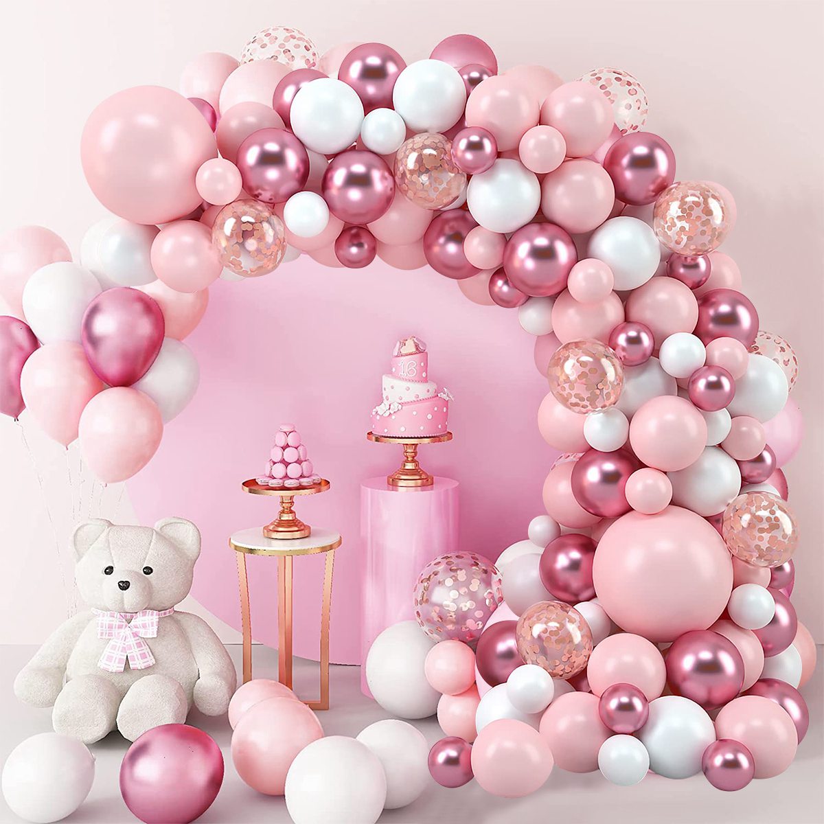 Pink Macaron Balloons Garland  - Wedding Supply Kit 评论和价格