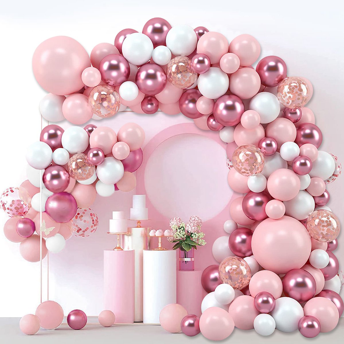 Pink Macaron Balloons Garland  - Wedding Supply Kit 评论和价格