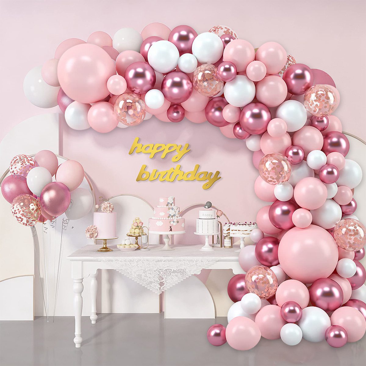 Pink Macaron Balloons Garland  - Wedding Supply Kit 评论和价格