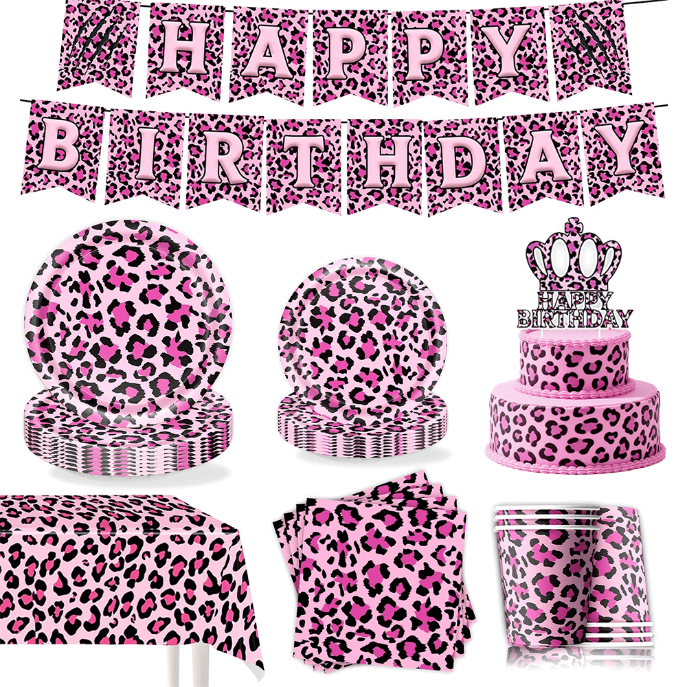 Pink Leopard Print Birthday Pa - Wedding Supply Kit 评论和价格