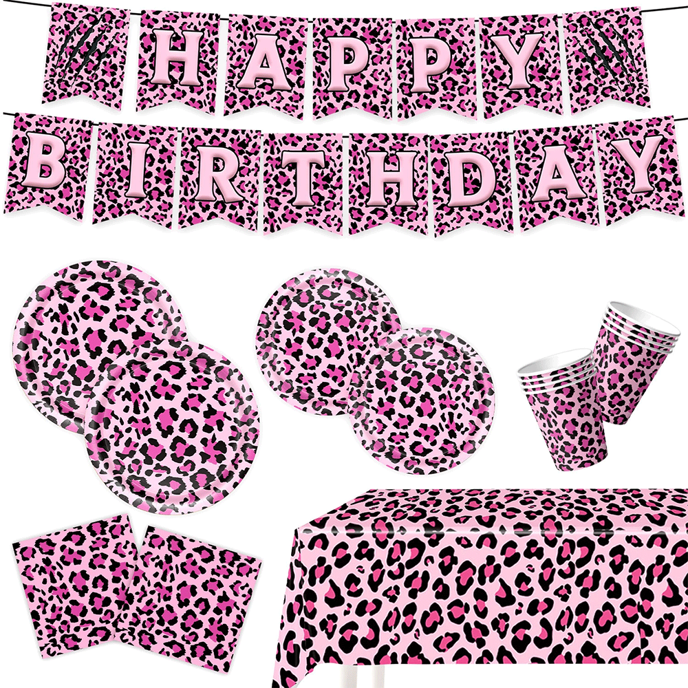 Pink Leopard Print Birthday Pa - Wedding Supply Kit 评论和价格