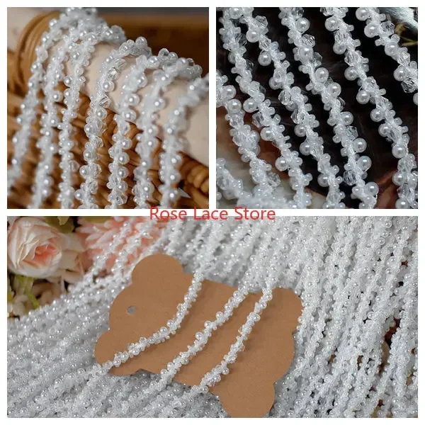3 Yards Pearl lace trim, pearl - Bridal Sash Ribbon 评论和价格