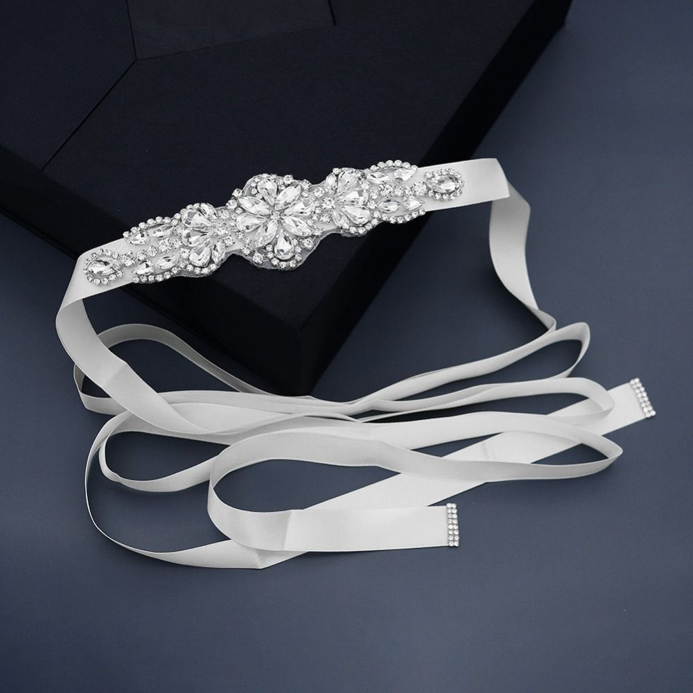 Sweet Silver Wedding Rhineston - Bridal Sash Ribbon 评论和价格