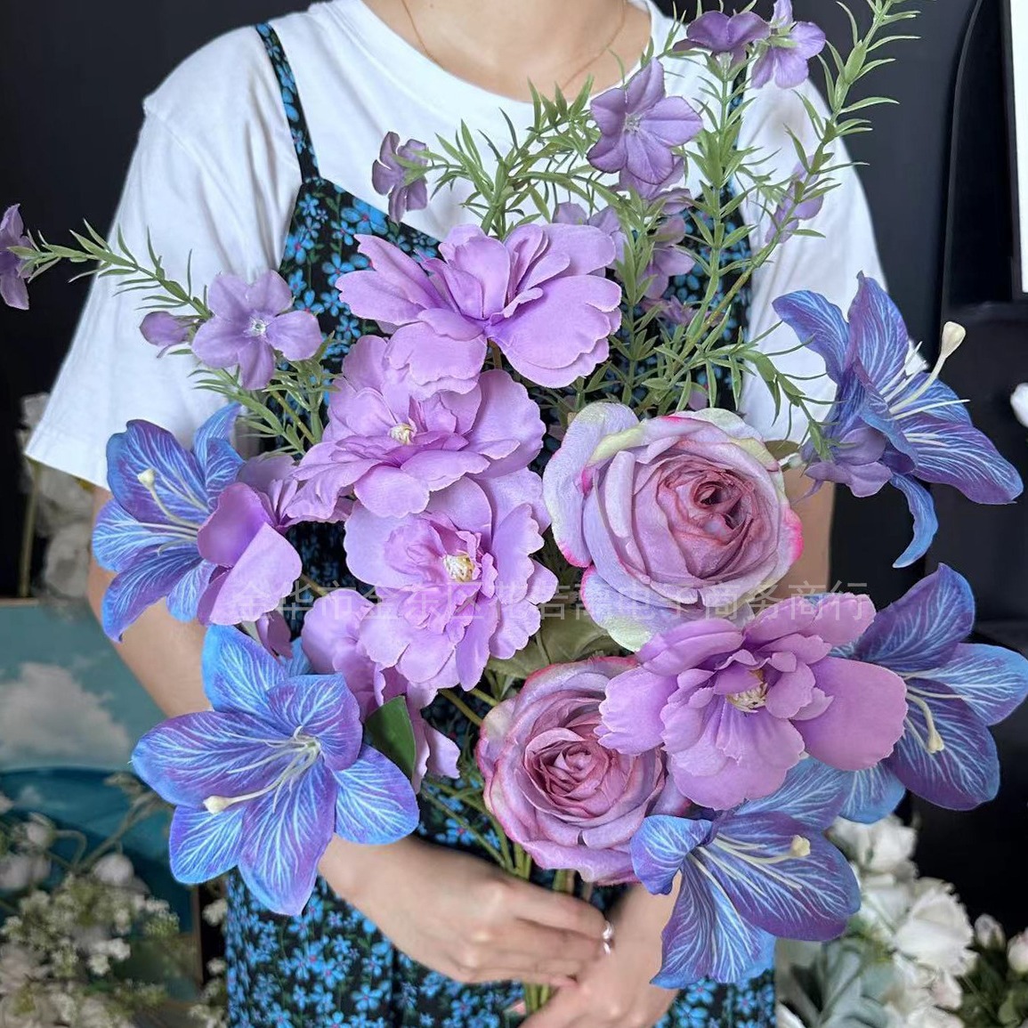 Purple Blue Monet Style Artifi - Wedding Supply Shops 评论和价格